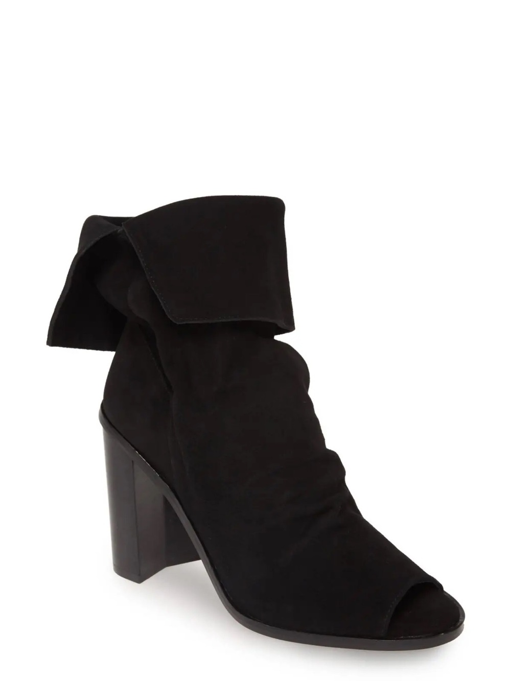 42 Gold - Ramada Black Suede Leather Peep-Toe Ankle Booties Size 8.5